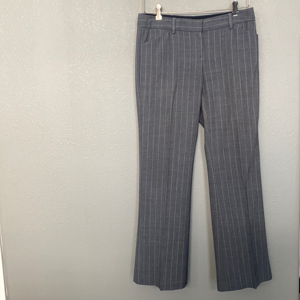 Express Gray Straight Leg Slacks Vertical Lines Size 2